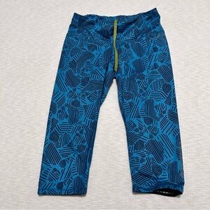 Brooks Leggings‎ Women’s Size Small Pants Blue Pattern Logo Drawstring Athletic